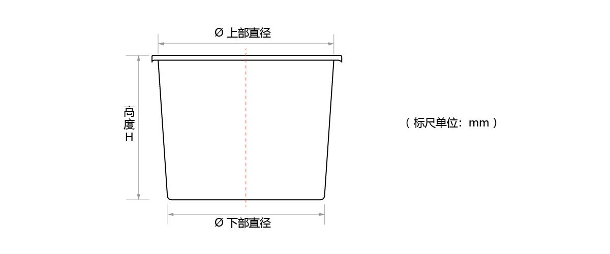 PE圆储桶尺寸线稿