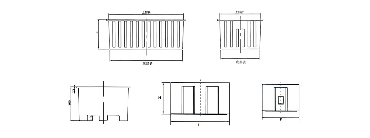 PE方桶、周转箱尺寸线稿图